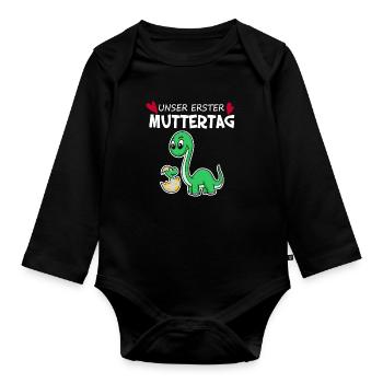 Muttertag - erster Muttertag Geschenk - Baby Bio-Langarm-Body - Schwarz - Vorne