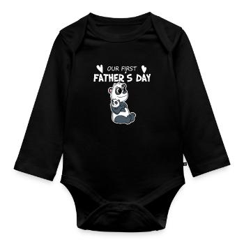 Fête des Pères - Premier cadeau de la fête des Pères - Body Bébé bio manches longues - noir - Devant