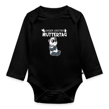 Muttertag - erster Muttertag Geschenk - Baby Bio-Langarm-Body - Schwarz - Vorne