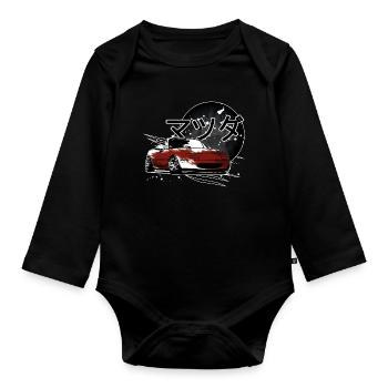 Japanisches Auto Miata Mx5 rot - Baby Bio-Langarm-Body - Schwarz - Vorne
