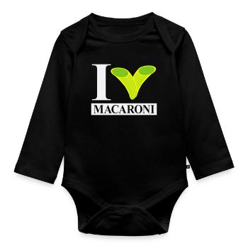I love macaroni - Organic Longsleeve Baby Bodysuit - black - Front