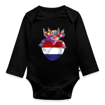 Netherlands Flag Holland Dutch Flag - Organic Longsleeve Baby Bodysuit - black - Front