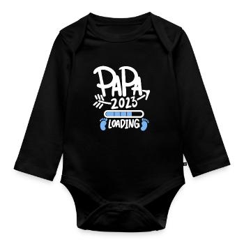 Papa 2023 - Vater 2023 loading Sohn - Baby Bio-Langarm-Body - Schwarz - Vorne