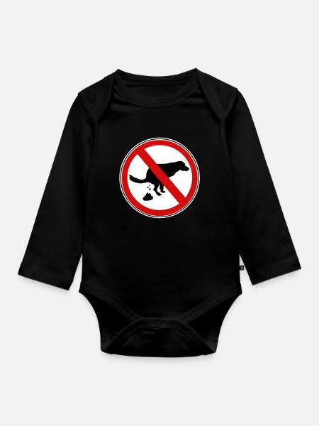 Hunde scheiße Verbotsschild - Langærmet babybody, økologisk bomuld - sort