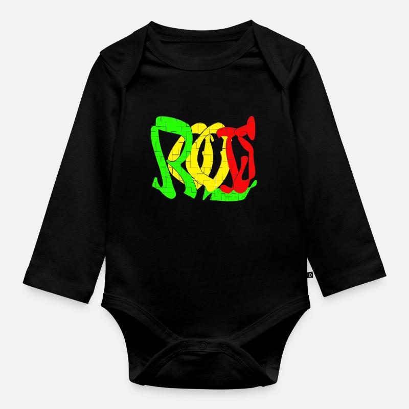 Motif de blocs de couleur Rasta - Body Bébé bio manches longues - noir