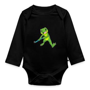 Crosse de hockey sur gazon Frog - Body Bébé bio manches longues - noir - Devant