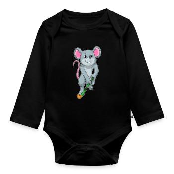 Bâton de hockey sur gazon Rat - Body Bébé bio manches longues - noir - Devant