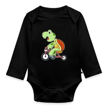 Turtle Bicycle - Organic Longsleeve Baby Bodysuit - black - Front