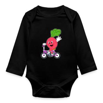 Vélo radis - Body Bébé bio manches longues - noir - Devant