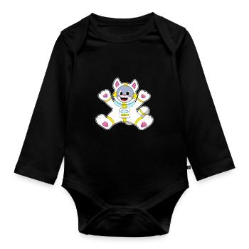 Cat Astronaut Space - Body Bébé bio manches longues - noir - Devant