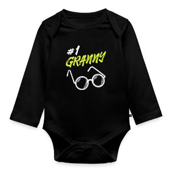 Statement Seniorin Brille Beste Omi Oma Großmutter - Baby Bio-Langarm-Body - Schwarz - Vorne