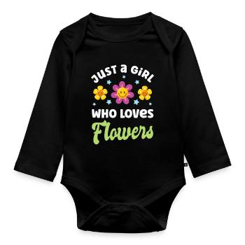 Blume Blumen - Baby Bio-Langarm-Body - Schwarz - Vorne