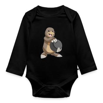 Mole Bowling Bowling Ball - Organic Longsleeve Baby Bodysuit - black - Front