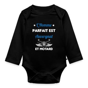 L'Homme Parfait Est Auvergnat Motard - Body Bébé bio manches longues - noir - Devant