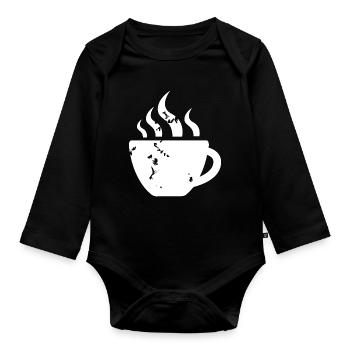 coffee coffee mug retro vintage café icon icon - Organic Longsleeve Baby Bodysuit - black - Front