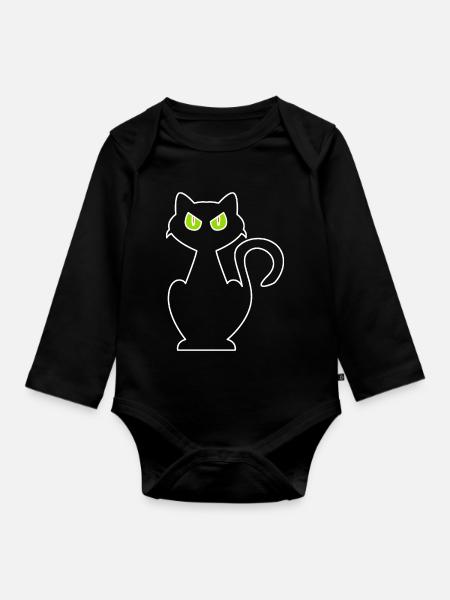 Wütende Katze - Baby Bio-Langarm-Body - Schwarz