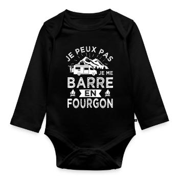 je peux pas barre en fourgon camping car - Body Bébé bio manches longues - noir - Devant