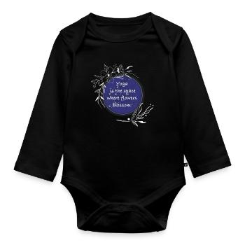 Chambre de yoga fleurs floraison citation - Body Bébé bio manches longues - noir - Devant