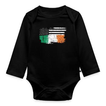 Drapeau irlandais avec étoiles - Body Bébé bio manches longues - noir - Devant