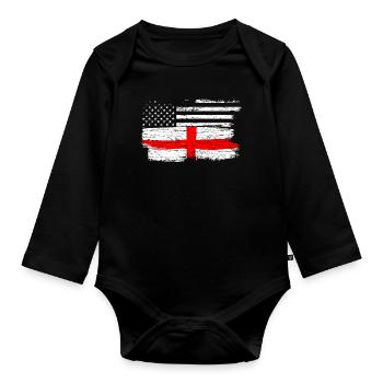 Grunge Flag Fusion USA UK Cross - Organic Longsleeve Baby Bodysuit - black - Front