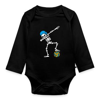 Dab dabbing Skelett Wasserball waterpolo Halloween - Baby Bio-Langarm-Body - Schwarz - Vorne