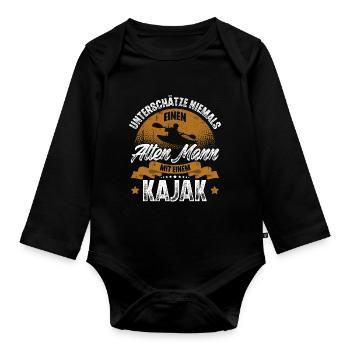Kajak Kajakfahrer Kajaker - Baby Bio-Langarm-Body - Schwarz - Vorne
