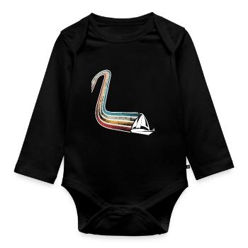 Segeln Segler Segelboot Retro Vintage - Baby Bio-Langarm-Body - Schwarz - Vorne