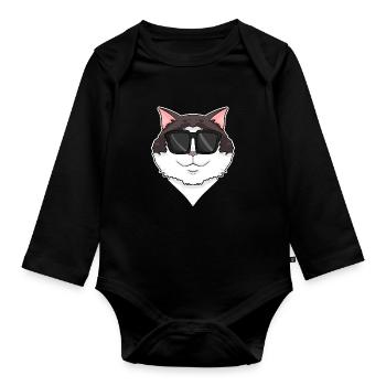 Ragdoll Katze - Baby Bio-Langarm-Body - Schwarz - Vorne