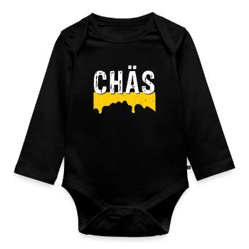 Chäs (SWISS CHEESE) - Baby Bio-Langarm-Body - Schwarz - Vorne