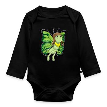Butterfly Pilot Pilot Cap - Organic Longsleeve Baby Bodysuit - black - Front