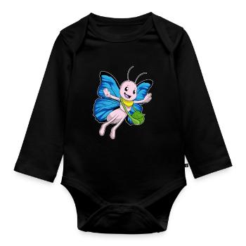 Schmetterling Handtasche - Baby Bio-Langarm-Body - Schwarz - Vorne