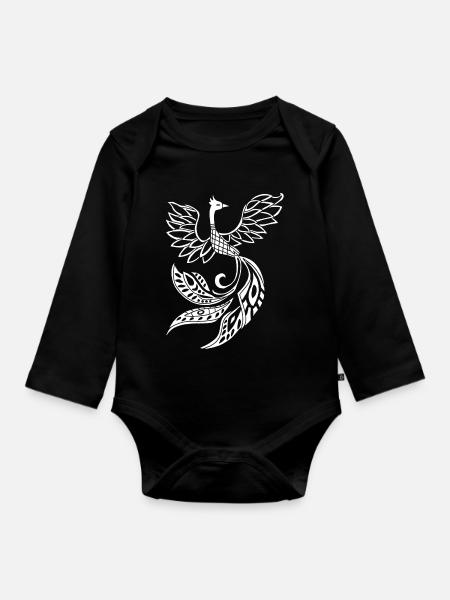 Weißer Phönixvogel - Baby Bio-Langarm-Body - Schwarz