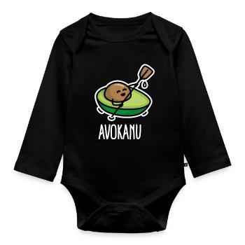 Avokanu lustige Kanu Kanusport Avocado Kajak - Baby Bio-Langarm-Body - Schwarz - Vorne
