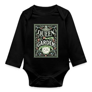 Retired garden lover grandma - Organic Longsleeve Baby Bodysuit - black - Front