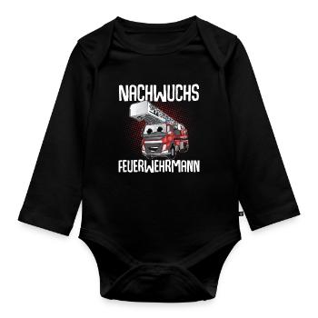 Nachwuchs Feuerwehrmann - Baby Bio-Langarm-Body - Schwarz - Vorne