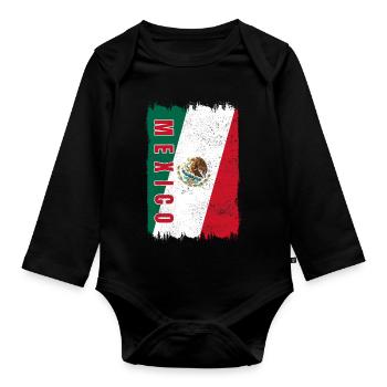 Drapeau du Mexique - Body Bébé bio manches longues - noir - Devant