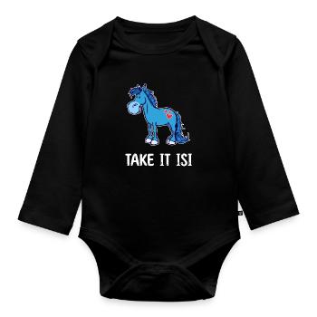 Herz Pferde Pony Lustig Statement Islandpferde - Baby Bio-Langarm-Body - Schwarz - Vorne