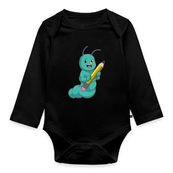 École de crayons des élèves Caterpillar - Body Bébé bio manches longues - noir - Devant