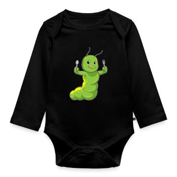 Caterpillar Cutellery Cuisine - Body Bébé bio manches longues - noir - Devant