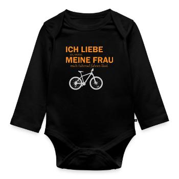 Ich liebe meine Frau Fahrrad - Baby Bio-Langarm-Body - Schwarz - Vorne