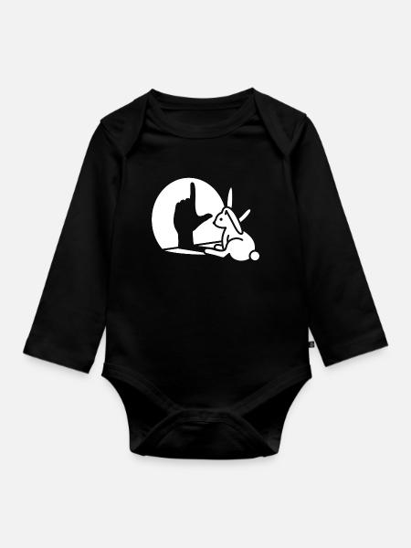 Kaninchen Schatten Hand, LOSER Zeichen Verlierer - Baby Bio-Langarm-Body - Schwarz