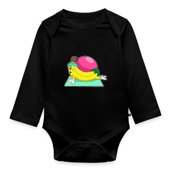 Banane Yoga Fitness Gymnastik - Baby Bio-Langarm-Body - Schwarz - Vorne