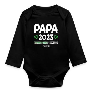 Papa 2023 Loading - Organic Longsleeve Baby Bodysuit - black - Front