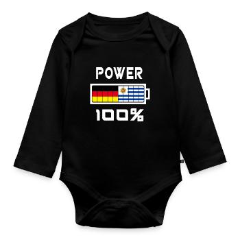 Allemagne et Uruguay Power 100% - Body Bébé bio manches longues - noir - Devant