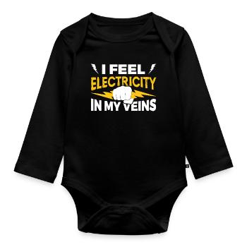 Elektriker - Baby Bio-Langarm-Body - Schwarz - Vorne