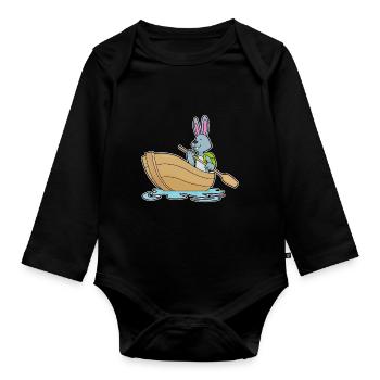 Bunny Small Boat - Organic Longsleeve Baby Bodysuit - black - Front