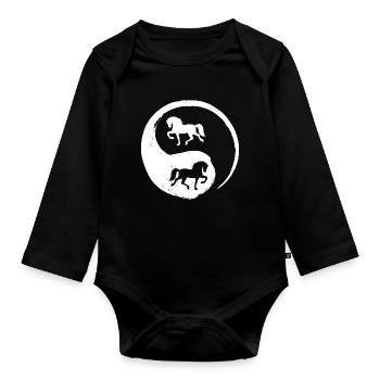 Islandpferde Vintage Pferde Pferdefan Galopp - Baby Bio-Langarm-Body - Schwarz - Vorne