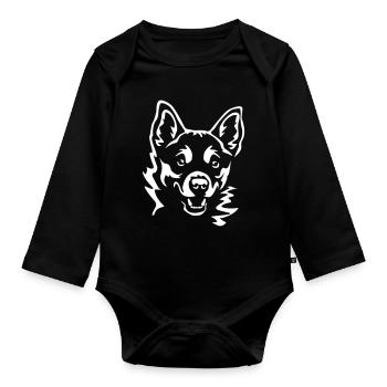 Norwegischer Lundehund "Black Edition" - Baby Bio-Langarm-Body - Schwarz - Vorne