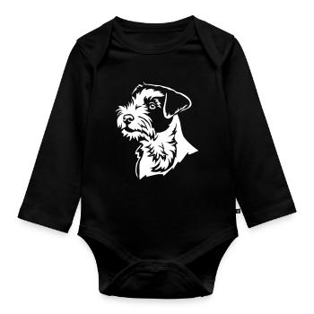 Parson Russell Terrier Head "Black Edition" - Organic Longsleeve Baby Bodysuit - black - Front