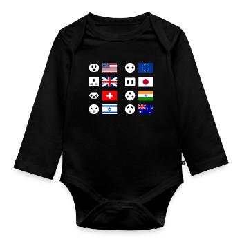 Vue d’ensemble du pays Des types de fiches - Body Bébé bio manches longues - noir - Devant